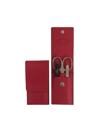 HAMMANN | Set da viaggio per manicure in custodia di pelle (Rosso, 3 pezzi) | 